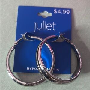 NWT Silver Hypoallergenic Large Juliet Hoop Earrings